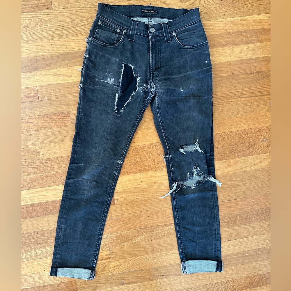 Distressed Nudies Thin Finn Jeans 30x32